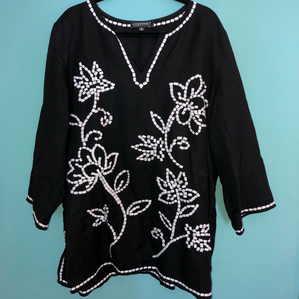 Context 2X  Black Linen Blend Tunic